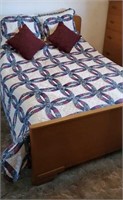 Full size double wedding ring quilt with shams