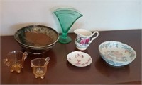 Box lot - English creamer, studio pottery bowl,