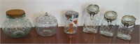Set of canister & 3 Fall pumpkin glass jars
