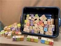 Large lot of wooden alphabet blocks