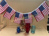 6ft flag bunting iron star candle holder & vases