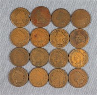 Group of 16 Indian Head Cents/ Pennies