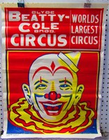 Clyde Beatty Cole Bros 4 Color Clown Poster