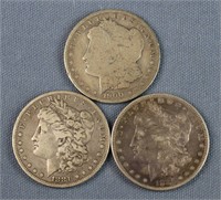 (3) Morgan Silver Dollars: 1881 O, 1885 S, 1900 O
