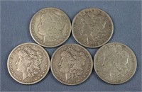 (5) "O" Morgan Silver Dollars