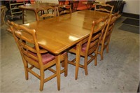 Drop-leaf Table, 6 Chairs & 2 Leaves