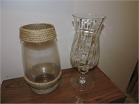 Vintage Nautical Theme Vase & Fluted Pedestal Vase