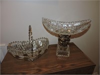 Vintage Art Nouveau Crystal Compote & Basket