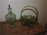 Vintage Fenton Basket & Grape Cluster Oil Bottle