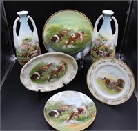Antique porcelain transferware plates & vases