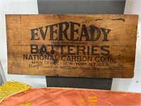 ANTIQUE EVER READY BATTERIES WOOD SIGN