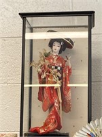 ANTIQUE JAPANESE GEISHA "NANAMAIGASA" DOLL IN CASE