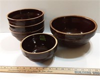 Antique Brown Glazed Stoneware Bowl Set