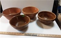 (4) Antique Stoneware Bowls - brown