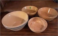 (4) Antique Stoneware Bowls - white