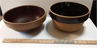 (2) Antique Large Stoneware Bowls