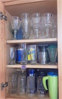 Contents of shelves - drinking glasses, etc.