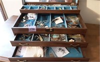 Vintage Jewelry Box & Contents