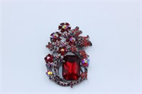 Large Red Iridescent Brooch Pin