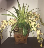 YELLOW FLOWER ARRANGEMENT IN METAL POT