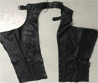 UNIK BLACK LEATHER RIDING CHAPS