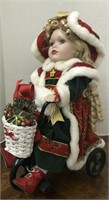 CHRISTMAS TRICYCLE PORCELAIN HANDS FEET DOLL