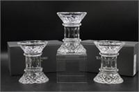 3 Waterford "Lismore" Pillar Candle Holders