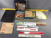 Advertisment rulers, Trick & Puzzle book, cards