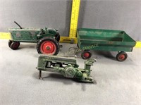 Vintage toy tractors & trailer