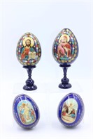 4 Russian Icon Eggs - Decorated Wooden