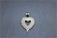 Gold Over Silver Diamond Heart Pendant