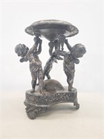 Silver plated cherub candle holder
