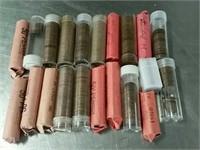 Collection of rolls of Wheat cents dated 1910 on