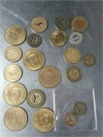 Collection of vintage transportation tokens
