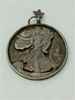 Walking Liberty silver half dollar pendant