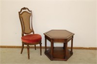 Thomasville cane back Chair & Octagonal End table