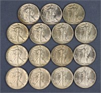 (15) Walking Liberty Half Dollars 1941-43