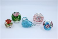 5 Colorful Glass Paperweights