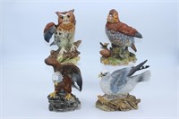 4 Porcelain Bird Statues by Royal Crown