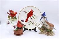 Blue Jay and Cardinal Figurines & Plate