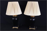 Pair Modern Black Urn lamps and Shades