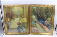 Pair Framed Prints of Rose Gardens