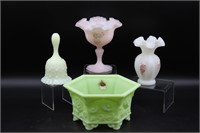 Fenton Art Glass-Bell, Planter, Vase &  Candy Dish