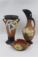 New Roseville Pottery Large Vase, Ewer, and Bowl