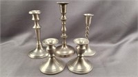 Assorted Silver-Plated Candle Stick Holders 5pc