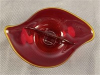 Red Glass Split Dish
