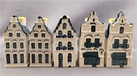 Blue Delft House Figurines 5pc