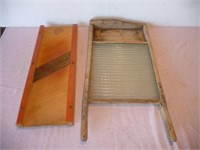 Glass Wash board and part of a cabbage cutter