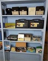 4 Shelves Misc. items, 3 Pistol Cases, Inkjet