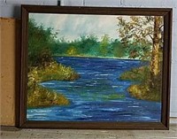 Framed Painting, River Scene, by Betty Seagrave
